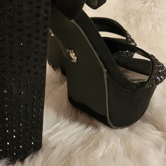 Juicy Couture Rhinestone Black Platform Heels - Picture 4 of 6